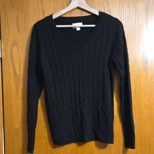 Croft & Barrow Black V-Neck Cable Sweater